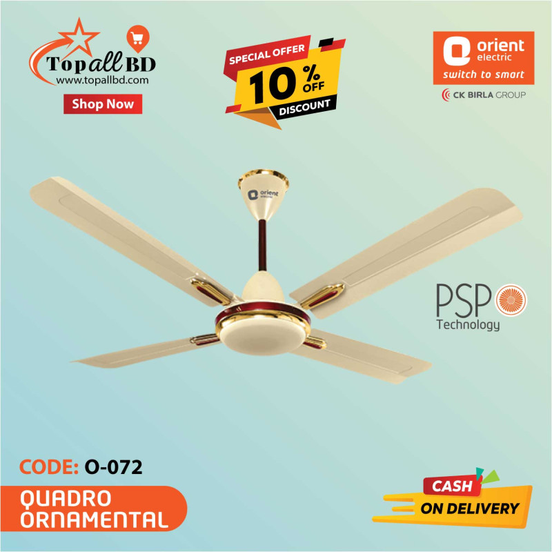 ORIENT 56" QUADRO ORNAMENTAL CEILING FAN (METALLIC IVORY CHERRY)