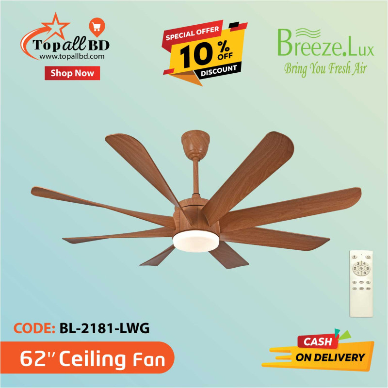 62'' BREEZE.LUX CEILING FAN 8 BLADE BL-2181-LWG