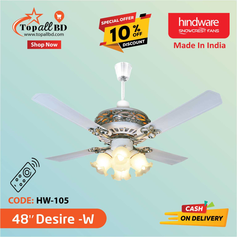HINDWARE 48" DESIRE CEILING FAN (GLOSSY WHITE)