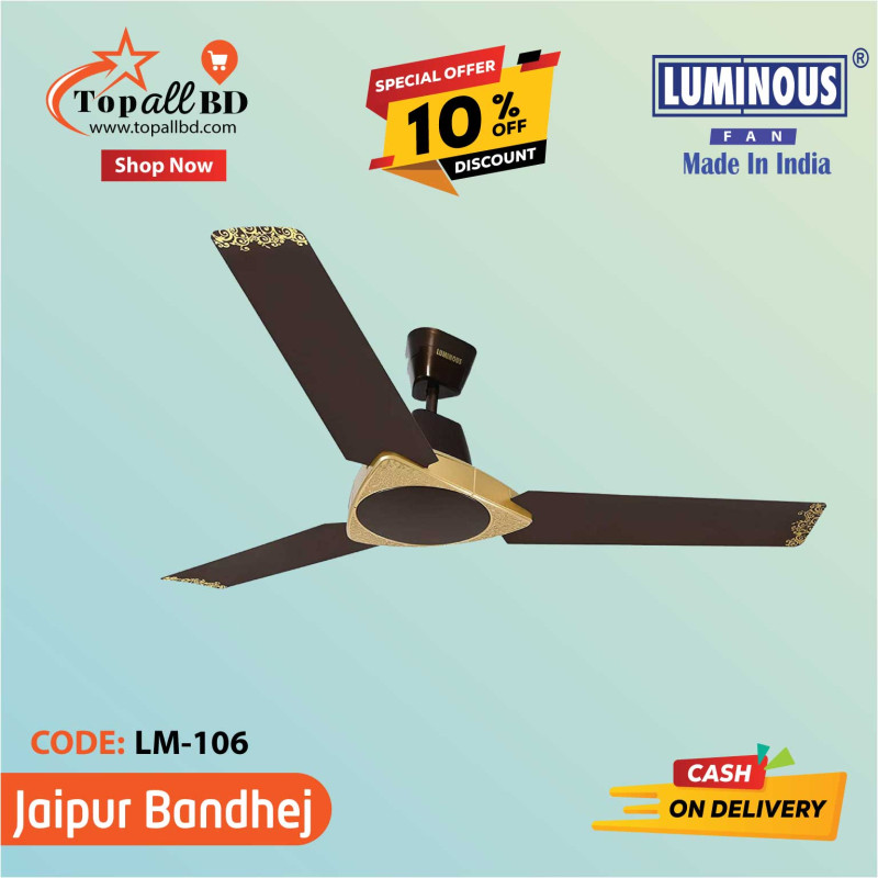 LUMINOUS 48'' JAIPUR BANDHEJ CEILING FAN (SHALIMAR GOLD)