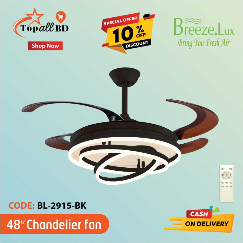 48'' BREEZE.LUX CHANDELIER CEILING FAN 4 BLADE BL-2915-BK