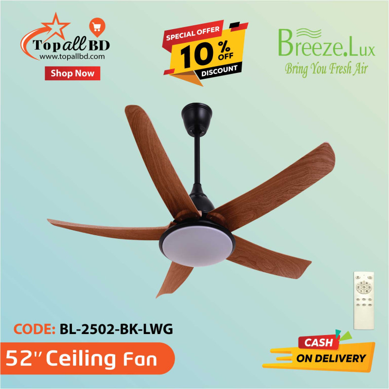 54'' BREEZE.LUX CEILING FAN 5 BLADE BL-2502-BK-LWG