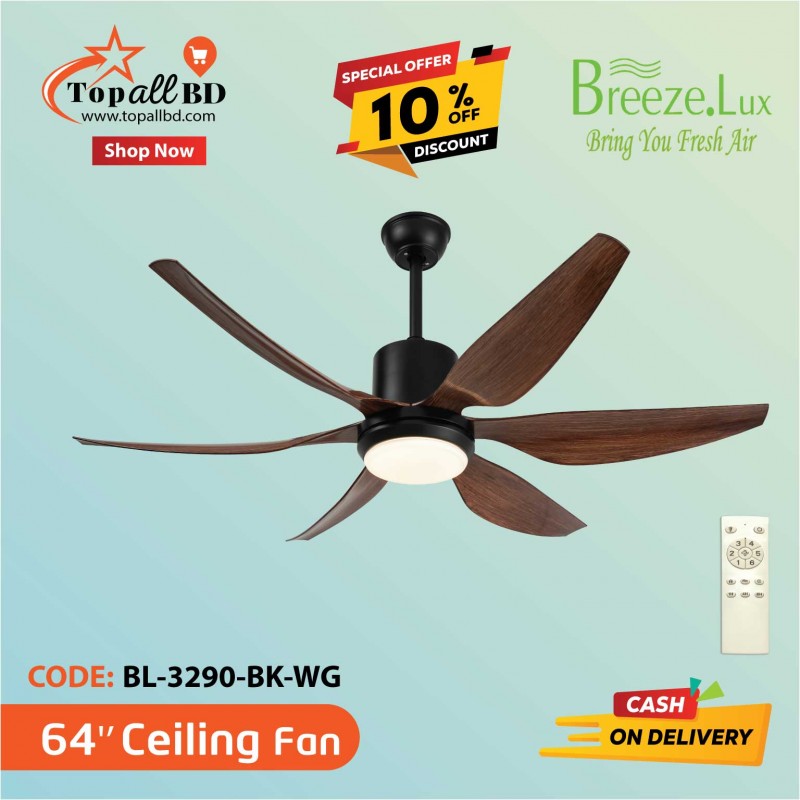 64'' BREEZE.LUX CEILING FAN 6 BLADE BL-3290-BK-WG