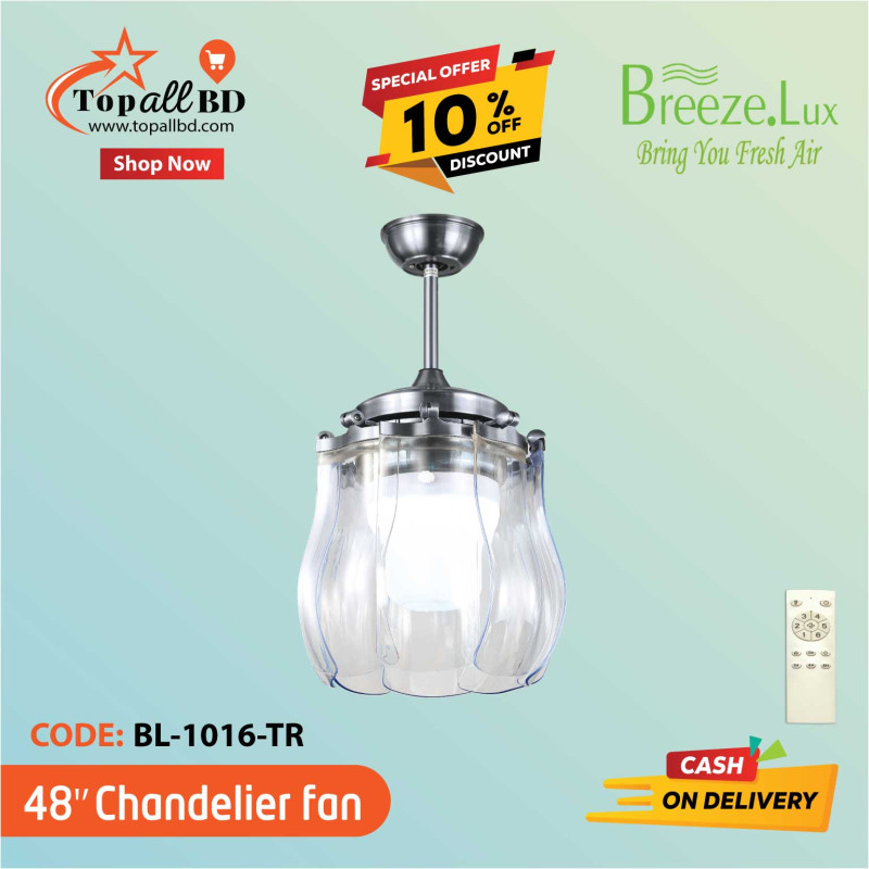 42'' BREEZE.LUX CHANDELIER CEILING FAN 8 BLADE BL-1016-SN-TR