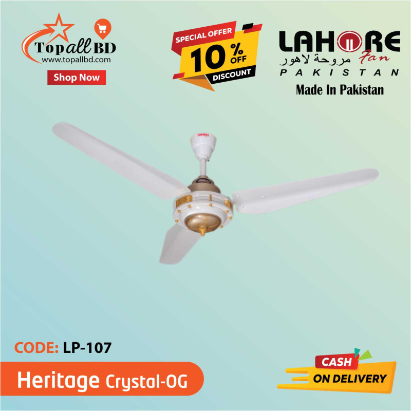 LAHORE 56'' HERITAGE CRYSTAL (OFF WHITE GOLDEN)CEILING FAN