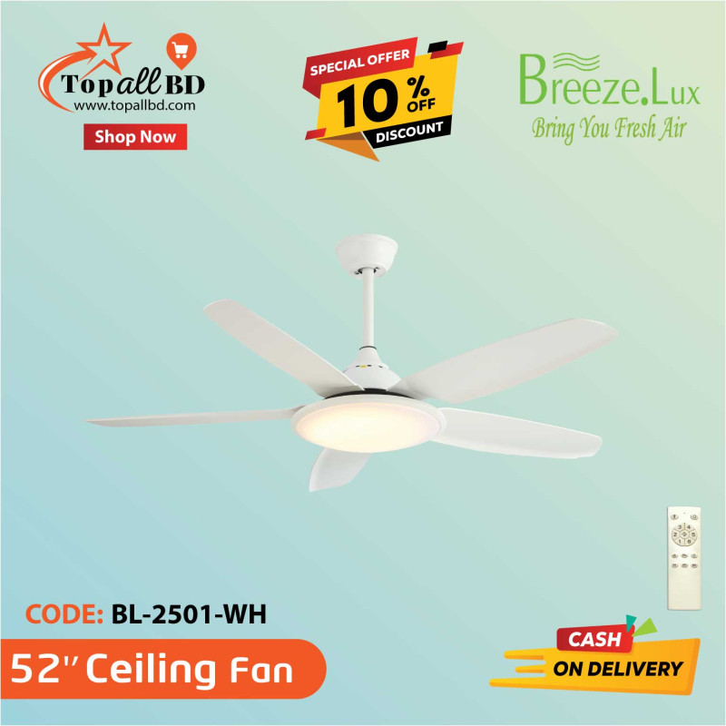 52'' BREEZE.LUX CEILING FAN 5 BLADE BL-2501-WH