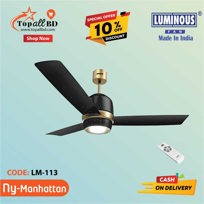 LUMINOUS 48'' NEW YORK MANHATTAN CEILING FAN (MIDNIGHT BLACK)