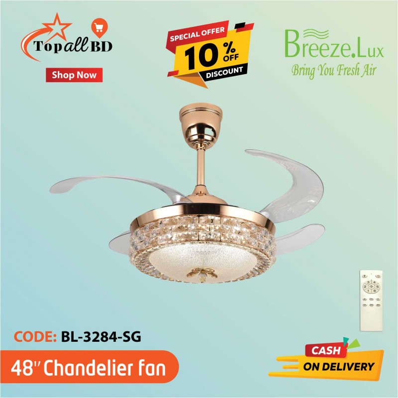 48'' BREEZE.LUX CHANDELIER CEILING FAN 4 BLADE BL-3284-SG