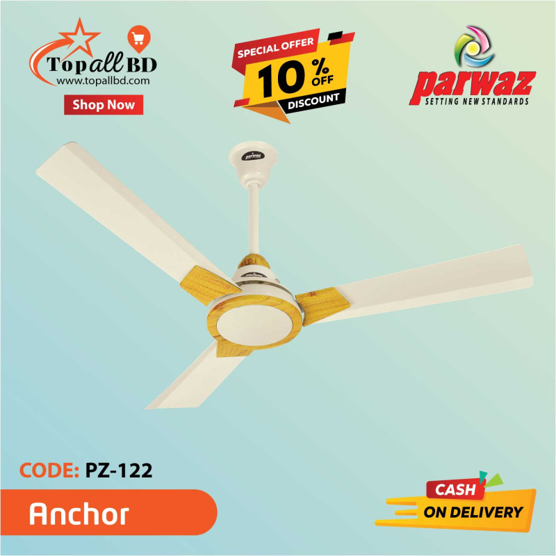 PARWAZ 56'' ANCHOR CEILING FAN (OFF WHITE & LIGHT WOOD)