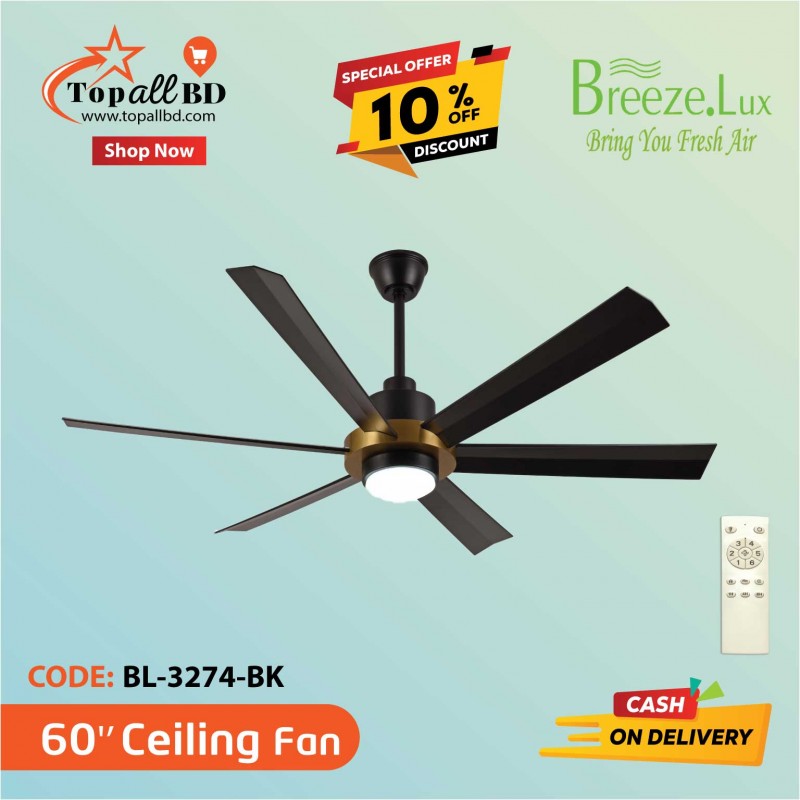 60'' BREEZE.LUX CEILING FAN 6 BLADE BL-3274-BK