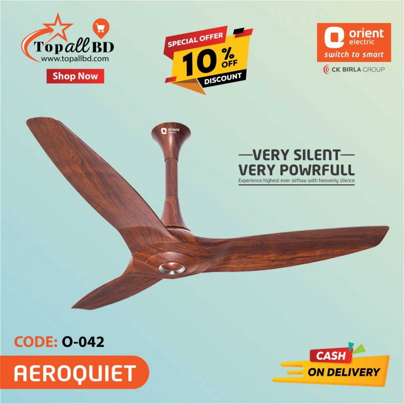 ORIENT 48" AEROQUIET CEILING FAN (WOODEN)
