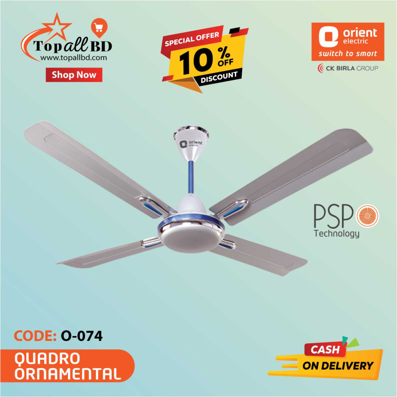 ORIENT 56" QUADRO ORNAMENTAL CEILING FAN (SILVER BLUE)