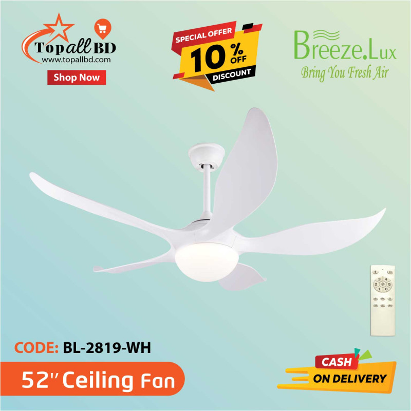 52'' BREEZE.LUX CEILING FAN 5 BLADE BL-2819-WH