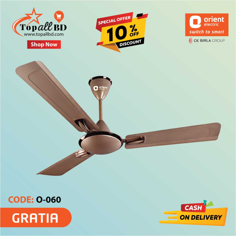 ORIENT 56" GRATIA CEILING FAN (TOPAZ GOLD METALLIC COPPER)
