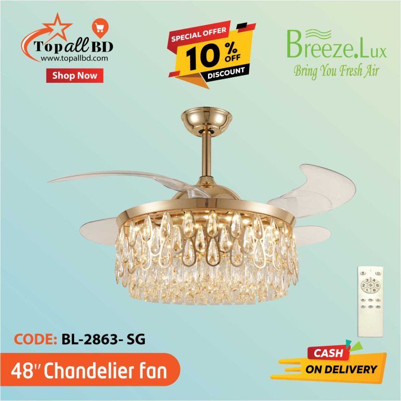 48'' BREEZE.LUX CHANDELIER CEILING FAN 4 BLADE BL-2863-SG