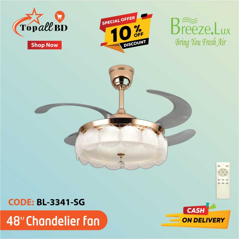 48'' BREEZE.LUX CHANDELIER CEILING FAN 4 BLADE BL-3341-SG