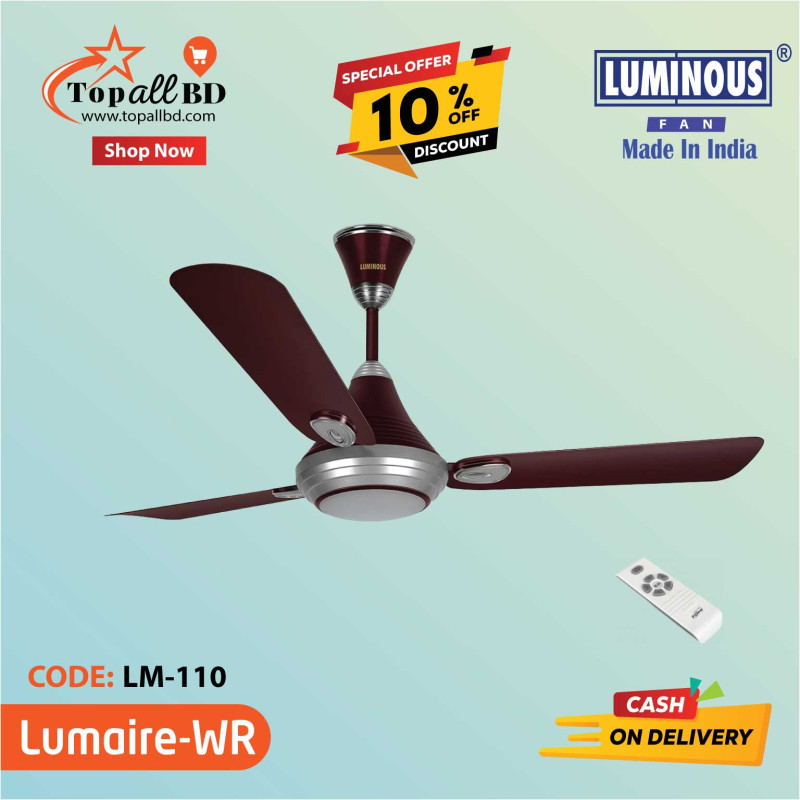 LUMINOUS 48'' LUMAIRE CEILING FAN (WINE RED)
