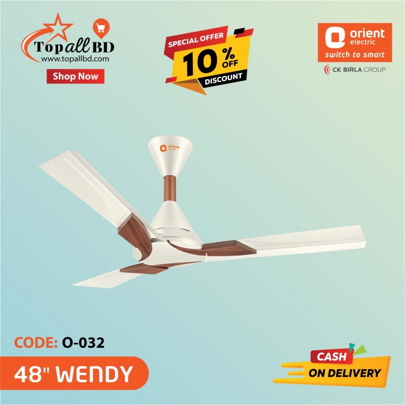 ORIENT 48" WENDY SHINE CEILING FAN (PEARL WHITE WALNUT)