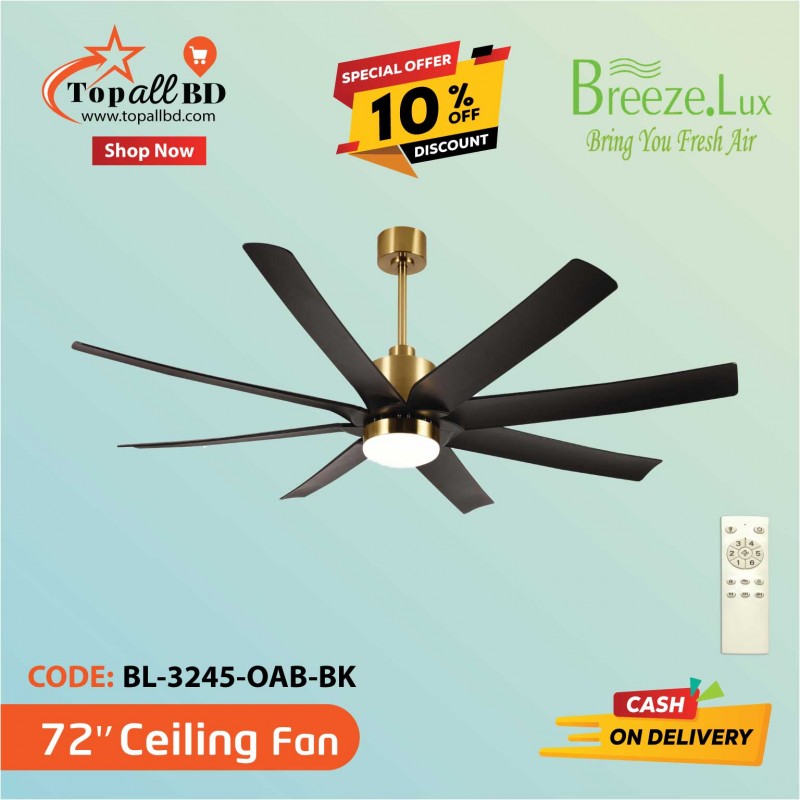 72'' BREEZE.LUX CEILING FAN 6 BLADE BL-3245-OAB-BK
