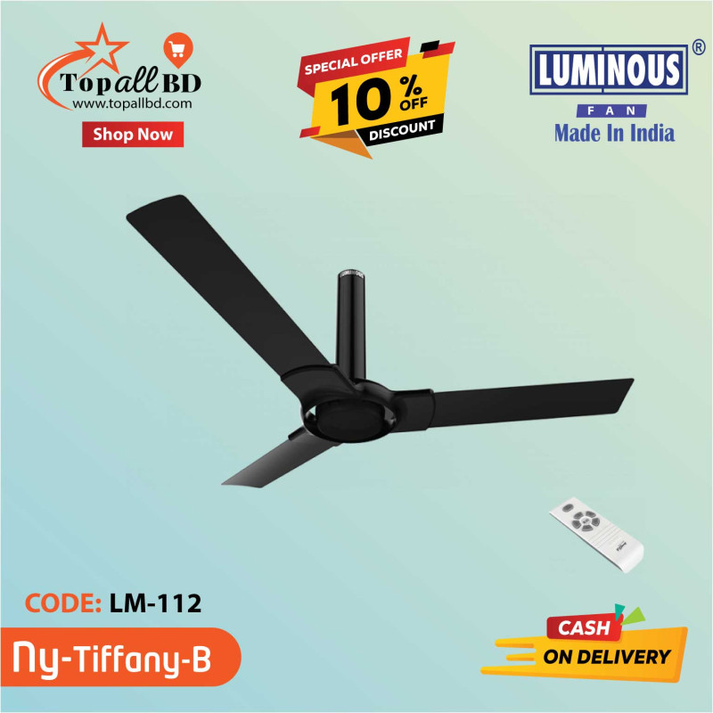 LUMINOUS 48'' NEW YORK TIFFANY (B.L.D.C) CEILING FAN (MIDNIGHT BLACK)