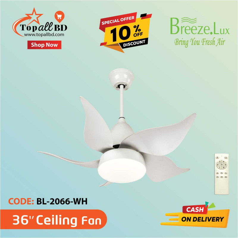 36'' BREEZE.LUX CEILING FAN 5 BLADE BL-2066-WH