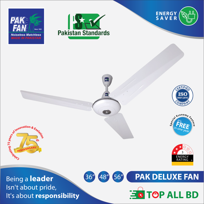 PAK 36" DELUXE CEILING FAN (WHITE)