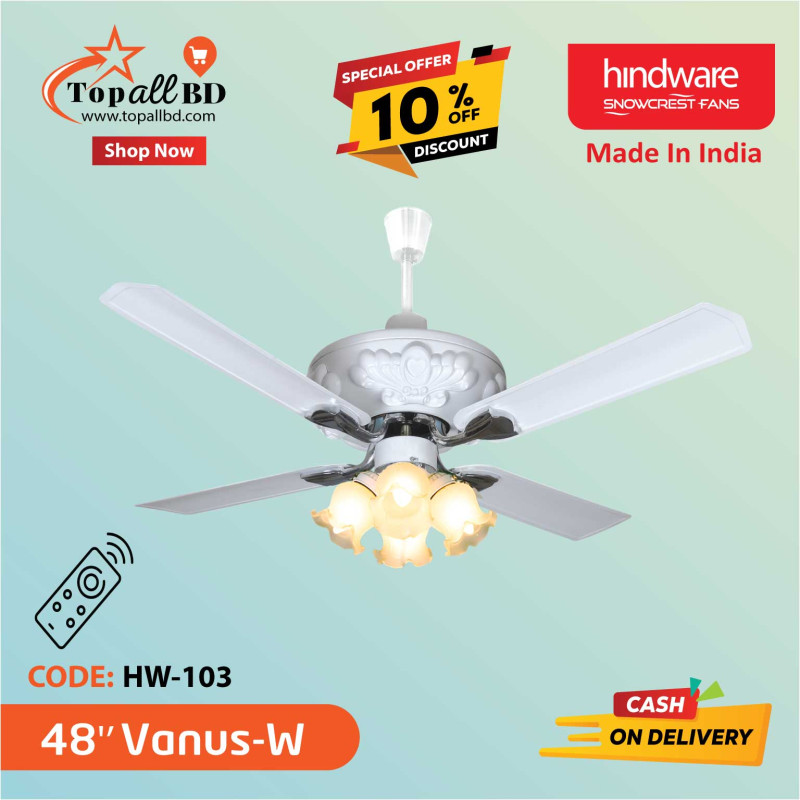 HINDWARE 48" VENUS CEILING FAN (GLOSSY WHITE FINISH)