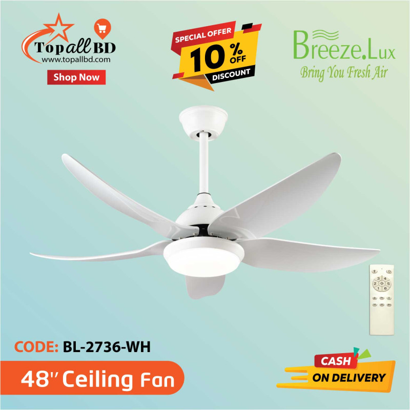 48'' BREEZE.LUX CEILING FAN 5 BLADE BL-2736 -WH