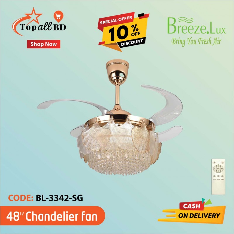 48'' BREEZE.LUX CHANDELIER CEILING FAN 4 BLADE BL-3342-SG