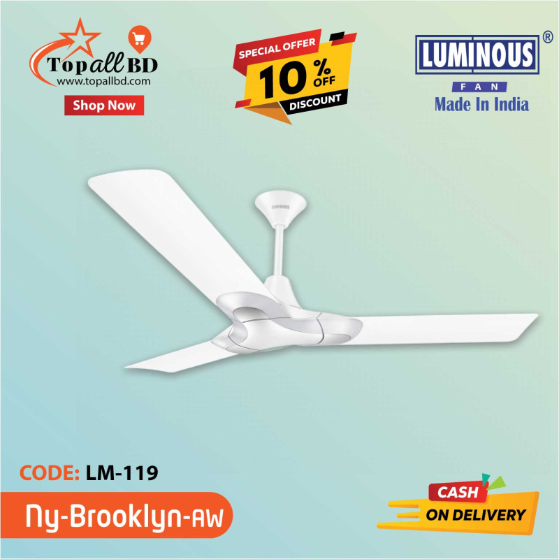 LUMINOUS 56'' NEW YORK BROOKLYN CEILING FAN (ALICE WHITE)