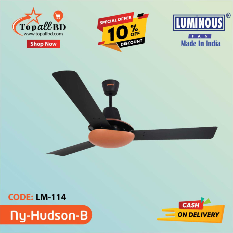 LUMINOUS 48'' NEW YORK HUDSON CEILING FAN ( BLACK)