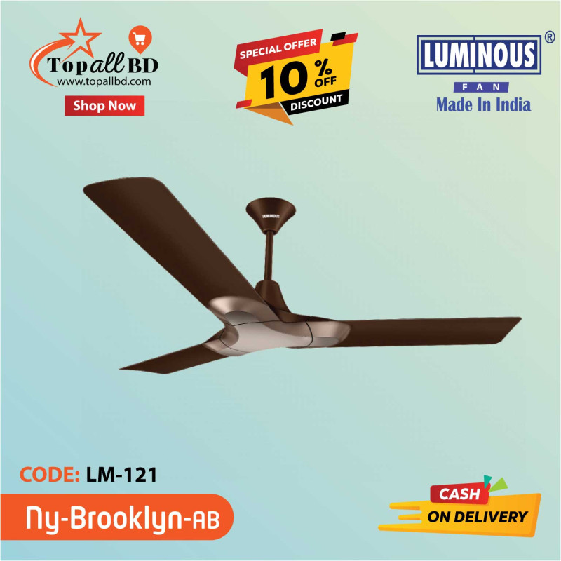LUMINOUS 48'' NEW YORK BROOKLYN CEILING FAN (ALE BROWN)