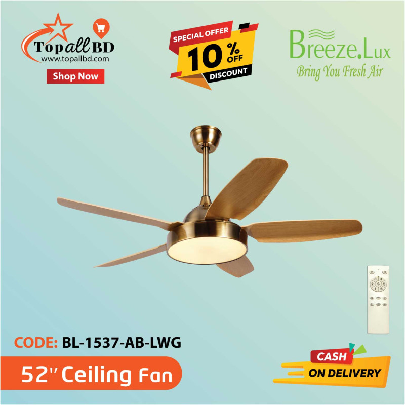 52'' BREEZE.LUX CEILING FAN 5 BLADE BL-1537-AB-LWG