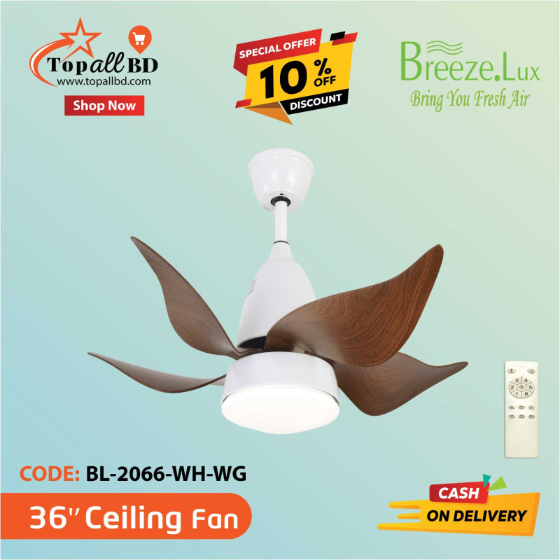 36'' BREEZE.LUX CEILING FAN 5 BLADE BL-2066-WH-WG