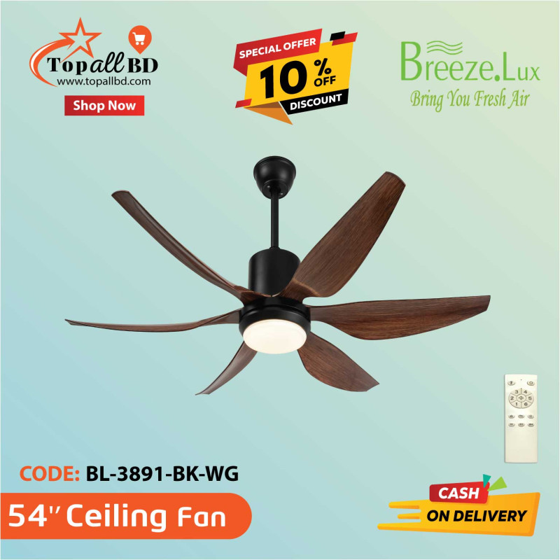 54'' BREEZE.LUX CEILING FAN 5 BLADE BL-3891-BK-WG