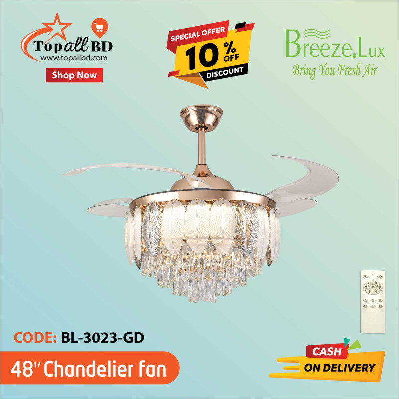 48'' BREEZE.LUX CHANDELIER CEILING FAN 4 BLADE BL-3023-GD
