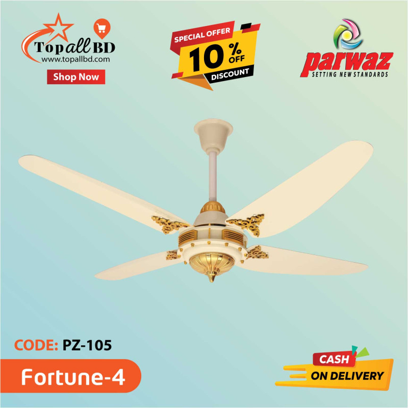 PARWAZ 56'' FORTUNE CEILING FAN(OFF WHITE WITH GOLDEN)