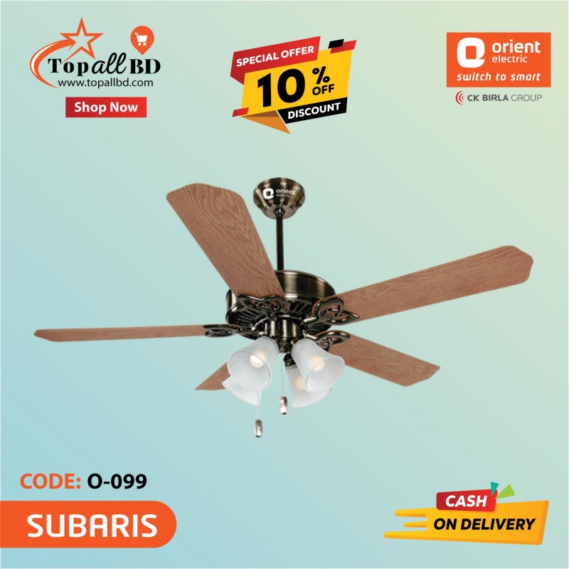 ORIENT 52" SUBARIS CEILING FAN (ANTIQUE BRASS OAKWOOD)